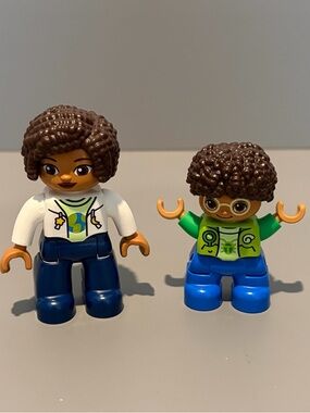 Lego Duplo African American Woman/Lady/Mom & Boy/Child 2.5" Figure Minifig Toy